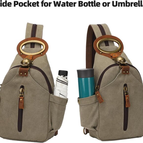 Retro Canvas Sling Bag - Convertible Crossbody Backpack for Outdoor Adventures - Picture 5 of 9